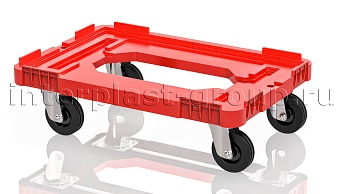 Тележка пластиковая с отверстием без тормозов усиленная красная в Орехово-Зуево