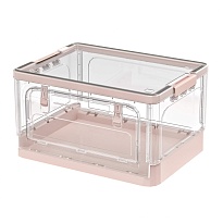 Ящик пластиковый складной прозрачный, дно розовое, 490х360х280 мм, с колесиками в Орехово-Зуево