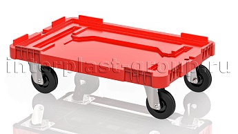 Тележка пластиковая сплошная без тормозов усиленная красная в Орехово-Зуево