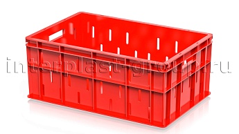 Ящик для молока, мяса, овощей и фруктов малая перфорация дно сплошное красный в Орехово-Зуево
