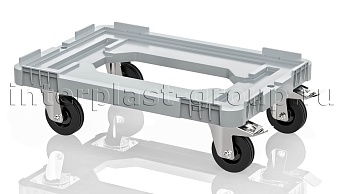 Тележка пластиковая с отверстием 2 колеса с тормозом серая в Орехово-Зуево