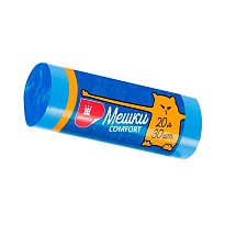 Мешки для мусора 20 л, синие, в рулоне 30 шт., ПНД, 8 мкм, 500х400 мм, Comfort, М0017 (МН 20-30с) в Орехово-Зуево