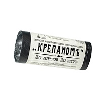 Мешки для мусора 30 л, черные, в рулоне 20 шт., ПНД, 7 мкм, 560х440 мм, Крепаномъ, 4607075710580 в Орехово-Зуево