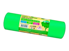 Мешки для мусора 240 л, ароматизированные, биоразлагаемые, зеленые, в рулоне 10 шт., ПВД 40 мкм, 1500х1100 мм, PURE ECOLOGY, bio24010120 в Орехово-Зуево