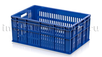 Ящик для молока, мяса, овощей и фруктов большая перфорация дно сплошное синий в Орехово-Зуево