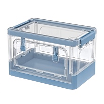 Ящик пластиковый складной прозрачный, дно синее, 360х235х230 мм, с колесиками в Орехово-Зуево Ящик пластиковый складной прозрачный, дно синее, 360х235х230 мм, с колесиками в Орехово-Зуево