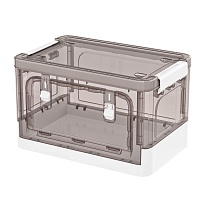 Ящик пластиковый складной прозрачный коричневый, дно белое, 360х235х230 мм, с колесиками в Орехово-Зуево
