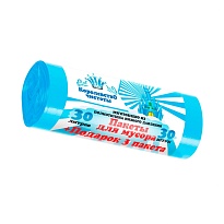 Мешки для мусора 30 л, голубые, в рулоне 30 шт. + 3 пакета в подарок, ПНД, 5 мкм, 560х480 мм, Королевство Чистоты, МК3964 (ПЭКЧ-30-30г) в Орехово-Зуево