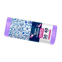 Мешки для мусора 30 л, сиреневые, в рулоне 60 шт., ПНД, 6 мкм, 560х480 мм, Узоры Чистоты, МУ4251 (МН 30-60сир) в Орехово-Зуево