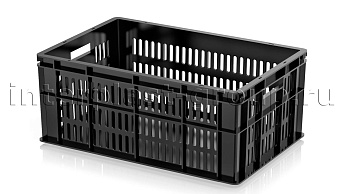 Ящик для молока, мяса, овощей и фруктов большая перфорация дно сплошное черный в Орехово-Зуево Ящик для молока, мяса, овощей и фруктов большая перфорация дно сплошное черный в Орехово-Зуево
