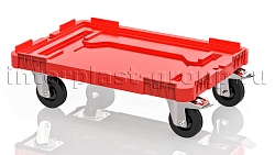 Тележка пластиковая сплошная 2 колеса с тормозом красная