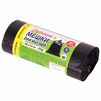 Мешки для мусора 30 л, черные, в рулоне 30 шт., ПНД, 7 мкм, 550х480 мм, Любаша, 608089 в Орехово-Зуево