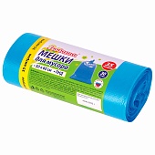 Мешки для мусора 35 л, синие, в рулоне 30 шт., ПНД, 10 мкм, 600х500 мм, Любаша, 608091