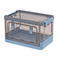 Ящик пластиковый складной прозрачный коричневый, дно синее, 360х235х230 мм, с колесиками в Орехово-Зуево