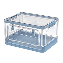 Ящик пластиковый складной прозрачный, дно синее, 490х360х280 мм, с колесиками в Орехово-Зуево