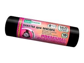 Мешки для мусора 160 л, ароматизированные, черные, в рулоне 10 шт., ПВД, 35 мкм, 1100х930 мм, PREMIUM+, 16010530 в Орехово-Зуево Мешки для мусора 160 л, ароматизированные, черные, в рулоне 10 шт., ПВД, 35 мкм, 1100х930 мм, PREMIUM+, 16010530 в Орехово-Зуево