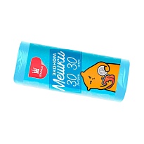 Мешки для мусора 30 л, синие, в рулоне 30 шт., ПНД, 5 мкм, 560х480 мм, Эконом, МЭ3841 (ПМ-30-30) в Орехово-Зуево